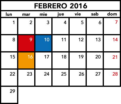 Calendario Febrero